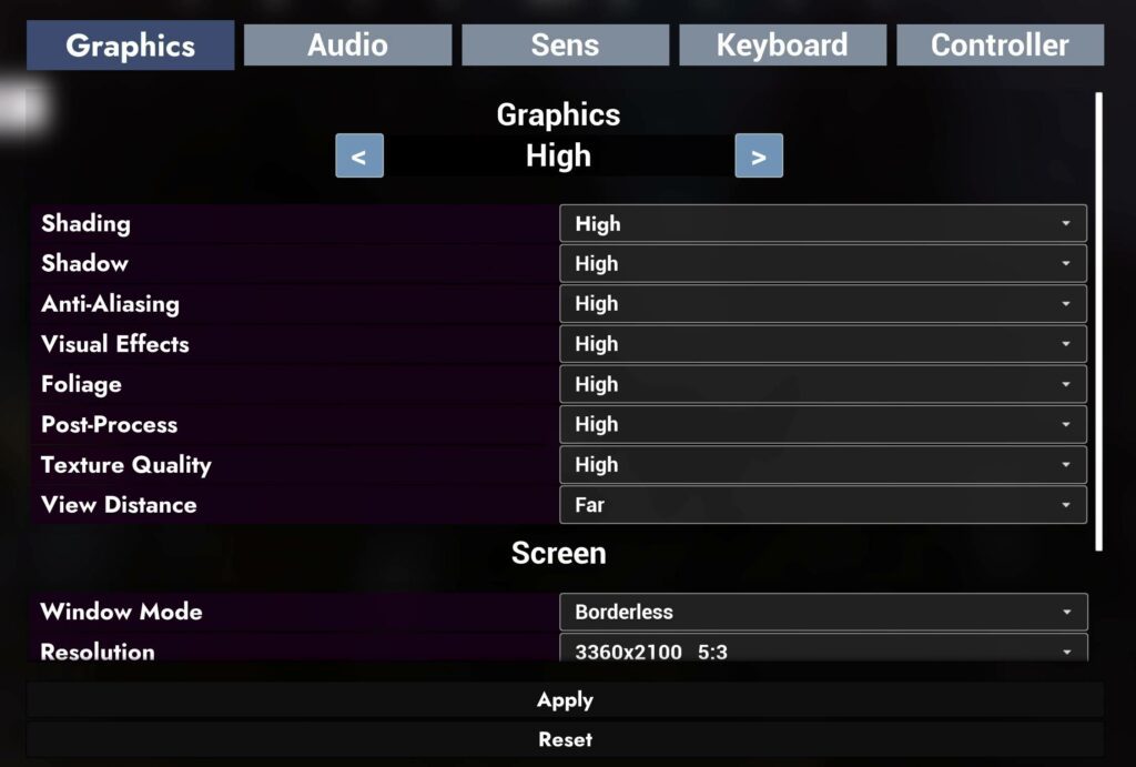 Earniverse Settings High Graphics