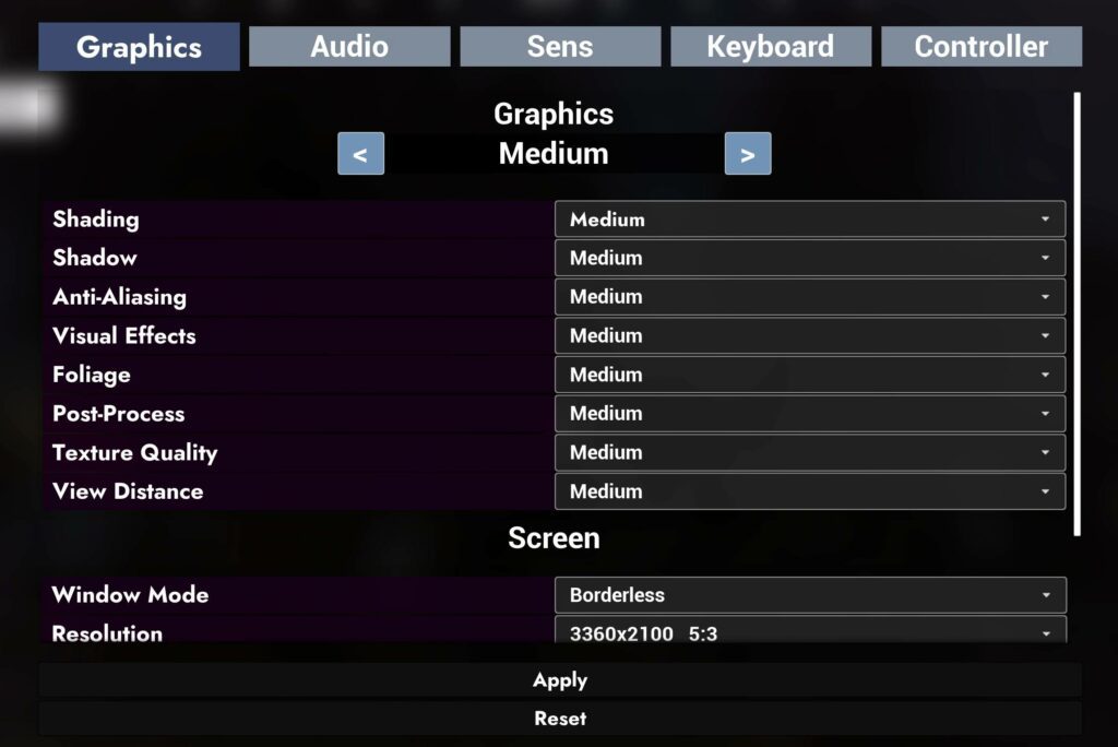 Configurações Gráficas Médias do Earniverse